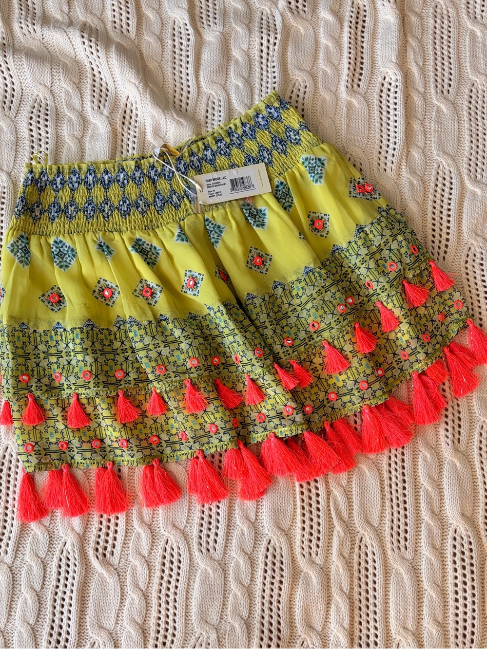 Ramy Brook Mini Skirt with Coral Tassels